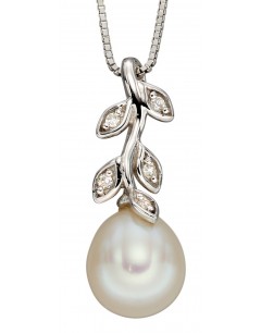 Mon-bijou - D2238 - Collier perle et diamant sur or blanc 375/1000