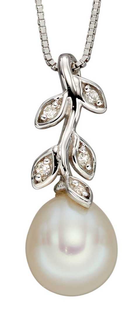 Mon-bijou - D2238 - Collier perle et diamant sur or blanc 375/1000