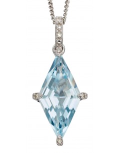 Mon-bijou - D2241 - Collier topaze bleue et diamant sur or blanc 375/1000