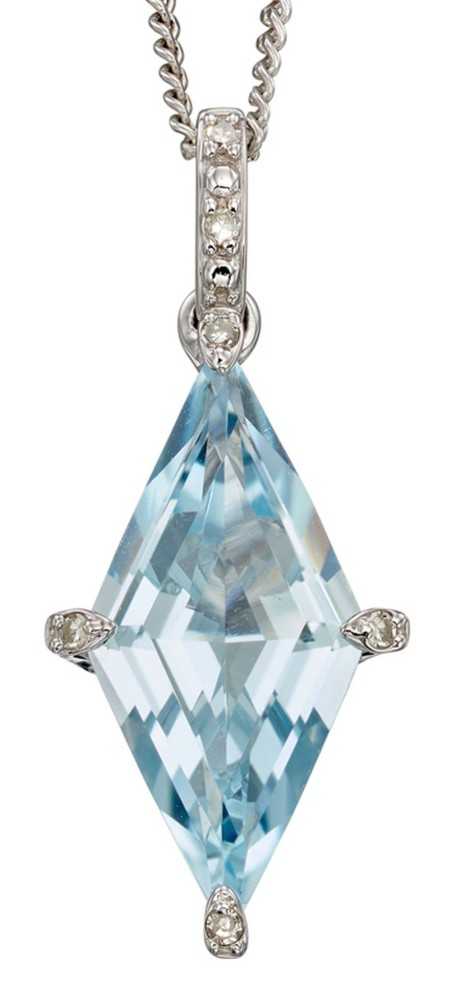 Mon-bijou - D2241 - Collier topaze bleue et diamant sur or blanc 375/1000