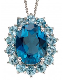 Mon-bijou - D2243 - Collier topaze bleue sur or blanc 375/1000