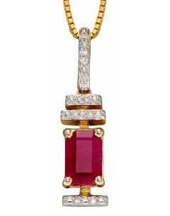 5/Mon-bijou - D2252 - Collier classe rubis et diamant sur or jaune 375/1000