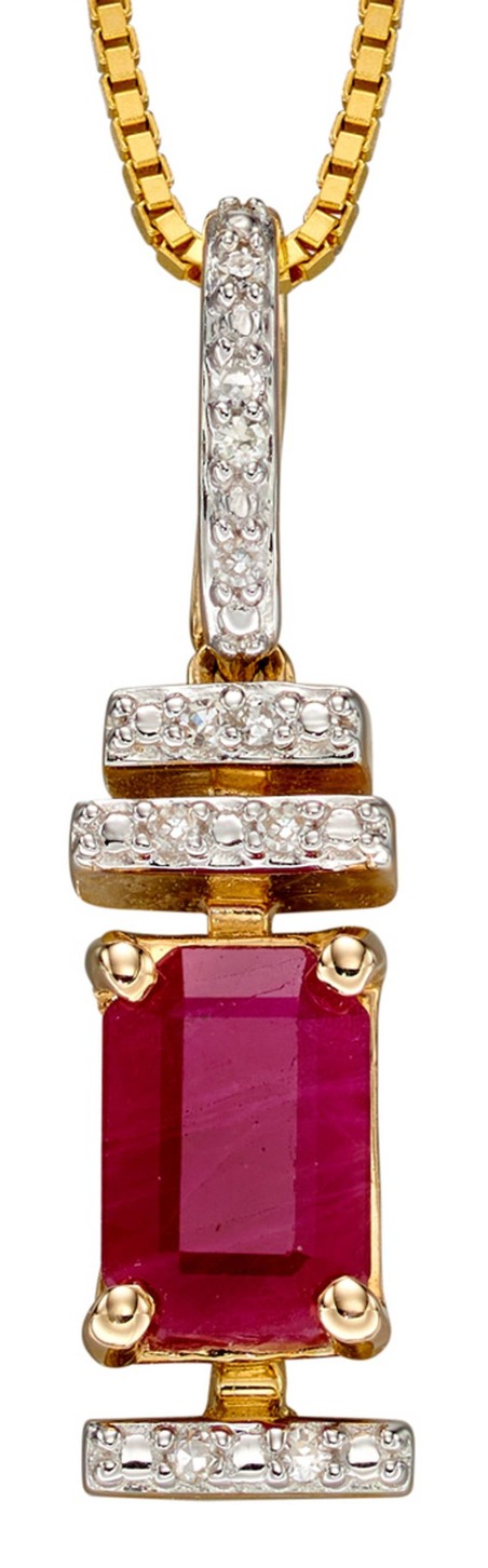 5/Mon-bijou - D2252 - Collier classe rubis et diamant sur or jaune 375/1000