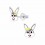 Boucle d'oreille lapin jaune et gris en argent 925