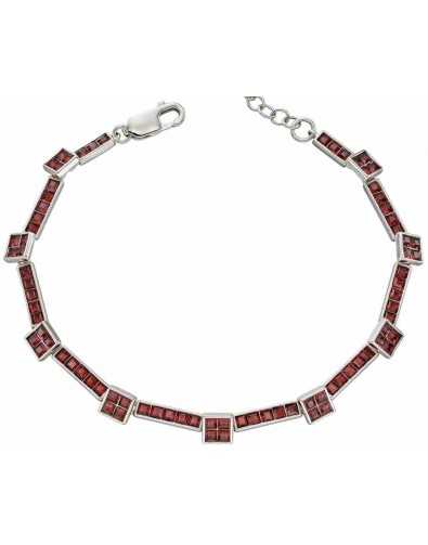 Bracelet cristal bordeaux en argent 925