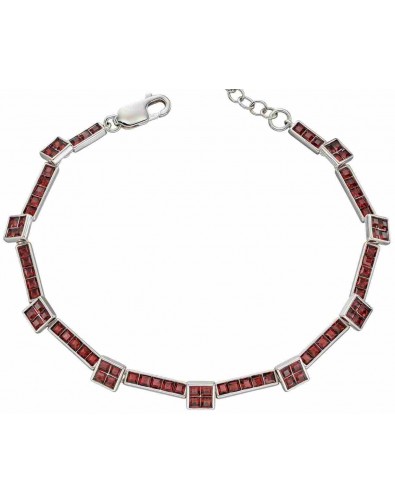 Mon-bijou - D5255 - Bracelet cristal bordeaux en argent 925/1000