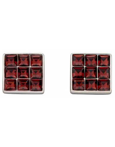 Boucle d'oreille cristal bordeaux en argent 925