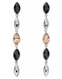 Mon-bijou - D5896 - Boucle d'oreille cristal noir et pêche en argent 925/1000