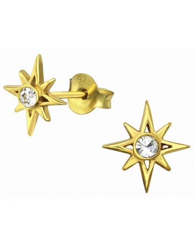 Mon-bijou - H34934 - Boucle d'oreille étoile dorée en argent 925/1000