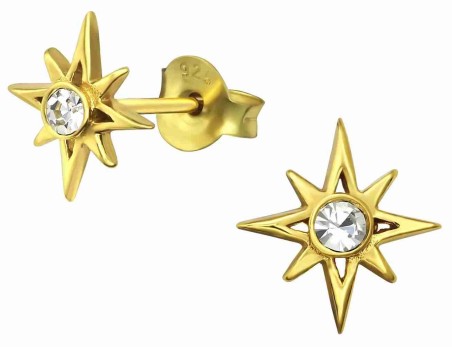 Mon-bijou - H34934 - Boucle d'oreille étoile dorée en argent 925/1000