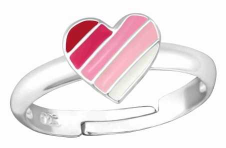 Bague cœur rose ajustable en argent 925