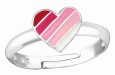 Bague cœur rose ajustable en argent 925