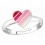 Bague cœur rose ajustable en argent 925