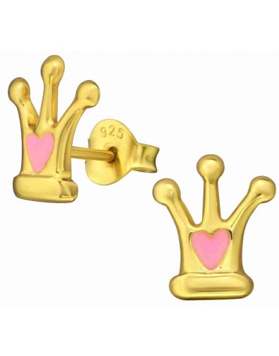Mon-bijou - H35392 - Boucle d'oreille princesse dorée en argent 925/1000
