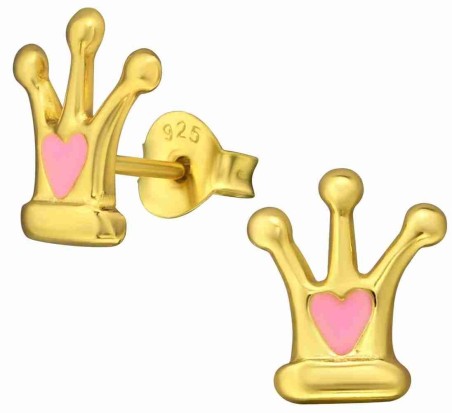Mon-bijou - H35392 - Boucle d'oreille princesse dorée en argent 925/1000