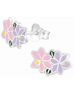 Mon-bijou - H37487 - Boucle d'oreille rose et violette en argent 925/1000