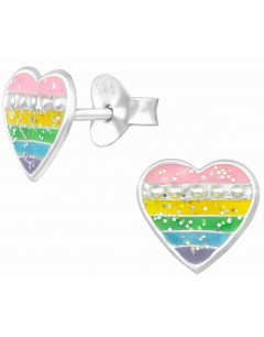 Mon-bijou - H39457 - Boucle d'oreille coeur arc en ciel en argent 925/1000