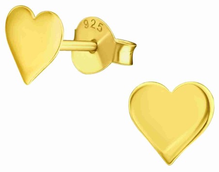 Mon-bijou - H39854 - Boucle d'oreille coeur dorée en argent 925/1000