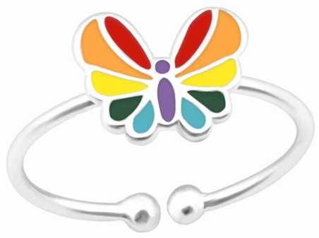 Bague papillon arc en ciel ajustable en argent 925