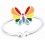 Mon-bijou - H39895 - Bague papillon arc en ciel ajustable en argent 925/1000