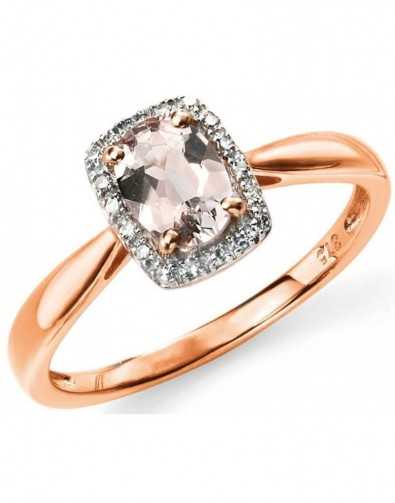 Bague morganite et diamant en or 375