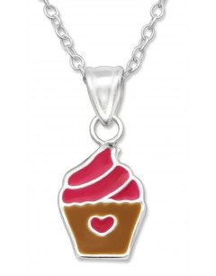 Mon-bijou - H28729 - Jolie collier cupcake en argent 925/1000