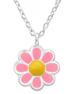 Mon-bijou - H31090 - Jolie collier fleur en argent 925/1000