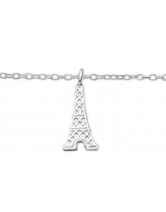 Mon-bijou - H235z - Chaîne cheville tour eiffel en argent 925/1000