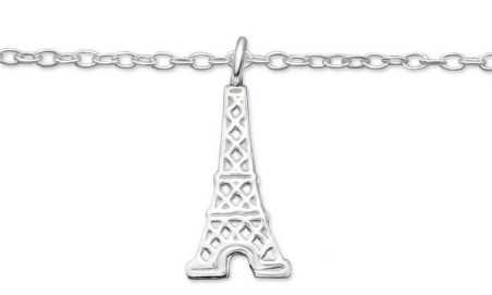 Mon-bijou - H235z - Chaîne cheville tour eiffel en argent 925/1000