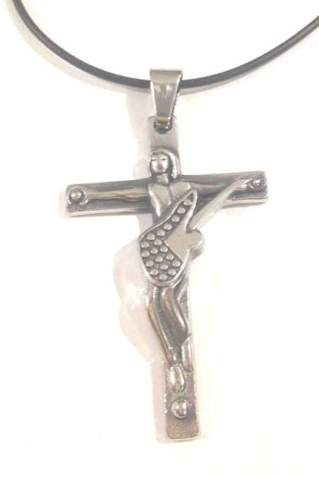 Collier pour les fans uniquement, guitare croix en acier inoxydable