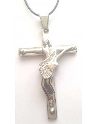 Collier pour les fans uniquement, guitare strass croix en acier inoxydable