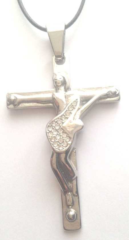 Collier pour les fans uniquement, guitare strass croix en acier inoxydable