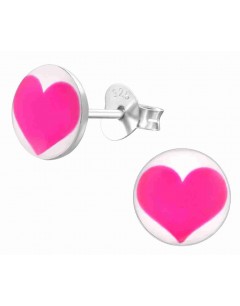 Mon-bijou - H19794 - Boucle d'oreille coeur rose en argent 925/1000