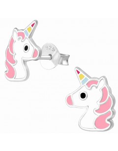 Mon-bijou - H34358 - Boucle d'oreille licorne rose en argent 925/1000