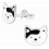 Boucle d'oreille chat blanc et noir en argent 925