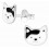 Mon-bijou - H39086 - Boucle d'oreille chat blanc et noir en argent 925/1000