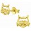 Boucle d'oreille Monsieur chat moustache dorée en argent 925