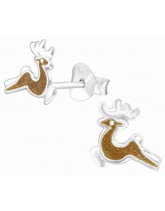 Mon-bijou - H39931 - Boucle d'oreille cerf en argent 925/1000