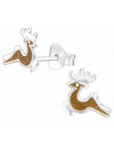 Boucle d'oreille cerf en argent 925