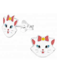 Mon-bijou - H40323 - Boucle d'oreille chat joyeux en argent 925/1000