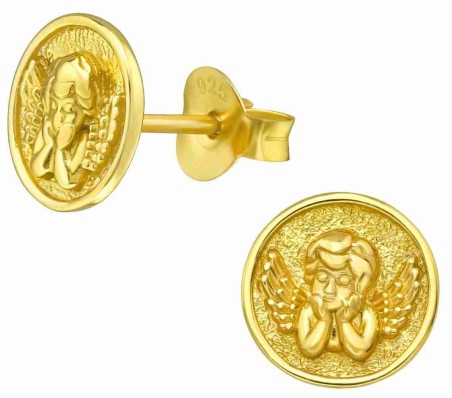 Mon-bijou - H39957 - Boucle d'oreille ange doré en argent 925/1000