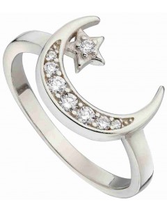 Mon-bijou - D3764c - Bague étoile et croissant de lune en argent 925/1000