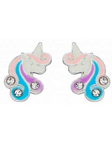 Boucle d'oreille licorne princesse en argent 925