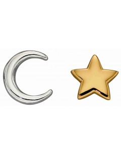 Mon-bijou - D6008 - Boucle d'oreille étoile et croissant de lune plaqué or en argent 925/1000