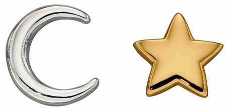 Mon-bijou - D6008 - Boucle d'oreille étoile et croissant de lune plaqué or en argent 925/1000