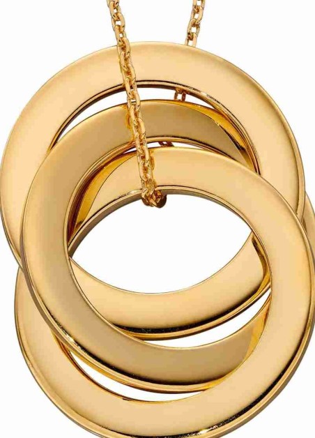 Mon-bijou - D4455 - Collier triple anneaux plaqué or en argent 925/1000