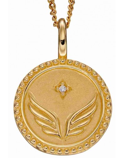 Mon-bijou - D5005c - Collier étoile et aile d'ange plaqué or en argent 925/1000