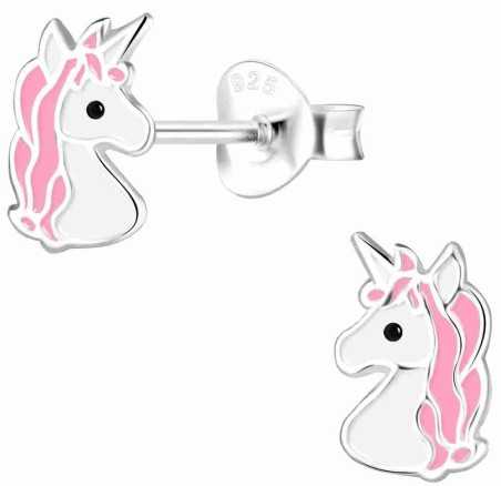 Boucle d'oreille licorne rose en argent 925