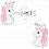 Boucle d'oreille licorne rose en argent 925