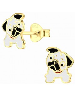 Mon-bijou - H10005643 - Boucle d'oreille le carlin chien plaqué or en argent 925/1000